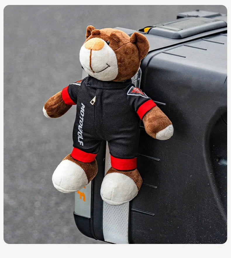 2025 New Motorcycle Decoration Bear Doll Pendant Cute Cartoon Motorcycle Bear Doll Car Trunk Accessories Motorcycle Bear
