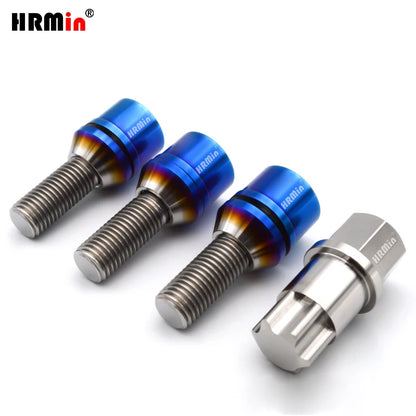 HRmin Gr5 Titanium Wheel Bolt M12/M14x1.25/1.5x28mm-45mm for European Cars Torx Socket Free Cone Washer
