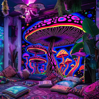 VIKAMA Psychedelic Mushroom Tapestry Art Decor Ambient Party Dorm Backdrop Living Room Feature Wall Room Decoration