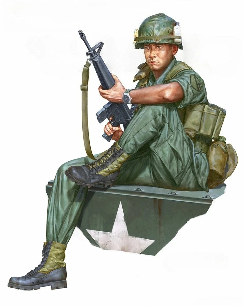 1/16 Scale Die-Cast Resin Figure Model Kit Vietnam War US Army Infantry Sitting Position Unassembled and Unpainted