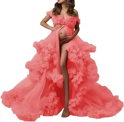 Sexy Maternity Gowns Photoshoot  Ruffles baby shower платье для беременных فساتين حوامل vestidos para embarazadas photoshoot