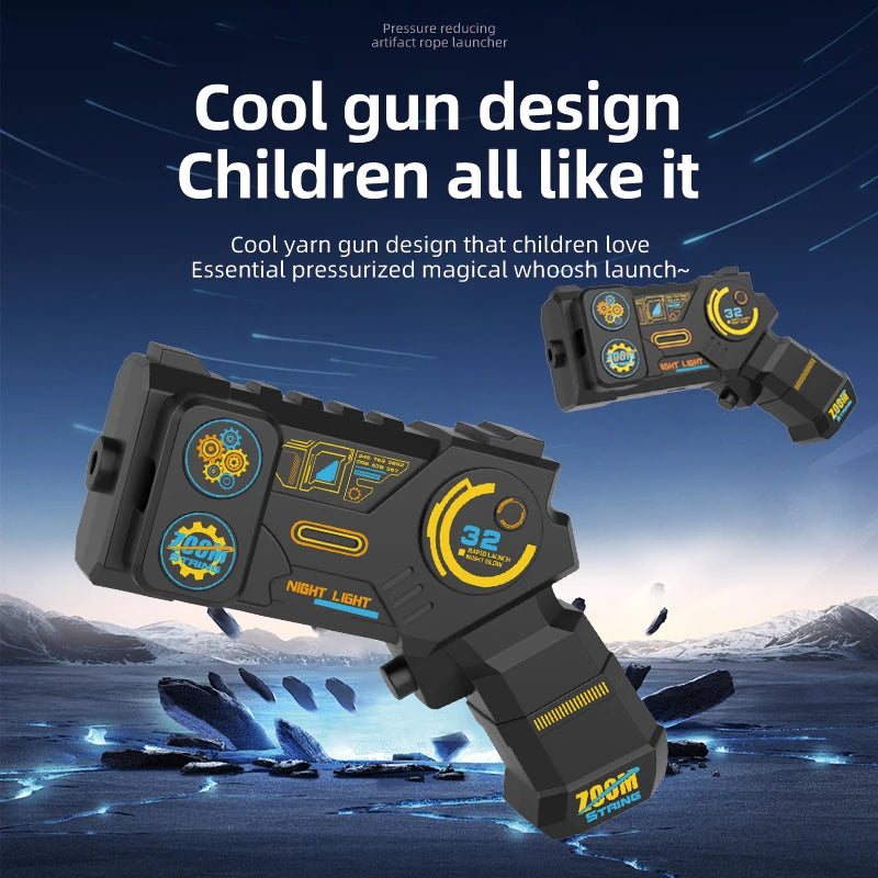 Glow in the Dark Luminous String Rope Launcher One-Click Interactive Stress Relief Toy for Kids Party Gift