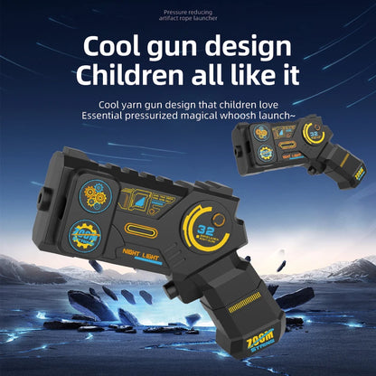 Glow in the Dark Luminous String Rope Launcher One-Click Interactive Stress Relief Toy for Kids Party Gift