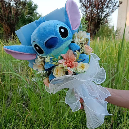 Cartoon Winnie the Pooh Pig Plush Bouquet Handmade Flower Bouquet Plush Doll Wedding Graduation Valentine Christmas Birthday Gif