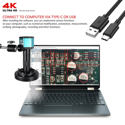 4K Microscope For Electronics 48MP Digital Microscope Camera Optional 1-150x Lens LED Light Foldable Bracket Phone Pcb Soldering