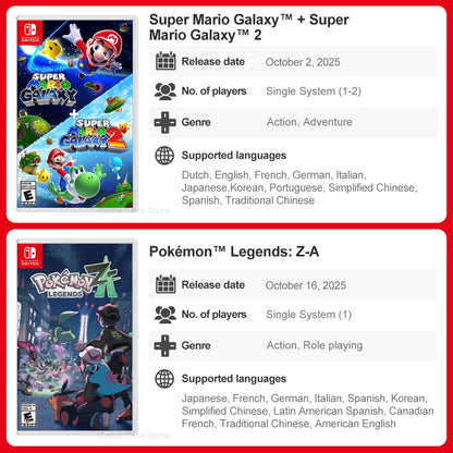 Mexico Top Selling Games Nintendo Switch Games Pokemon Legends ZA Super Mario Galaxy 1+2 GTA Super Mario Odyssey Mario Golf