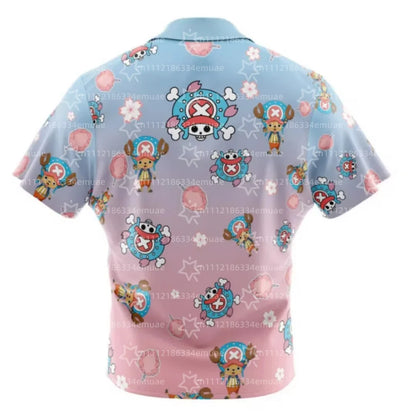 2026 Doflamingo Pattern One Piece Button Up Hawaiian Shirt Sports Dry Quickly Men's Shirt Children's Clothing Tee Top Y2k Woman