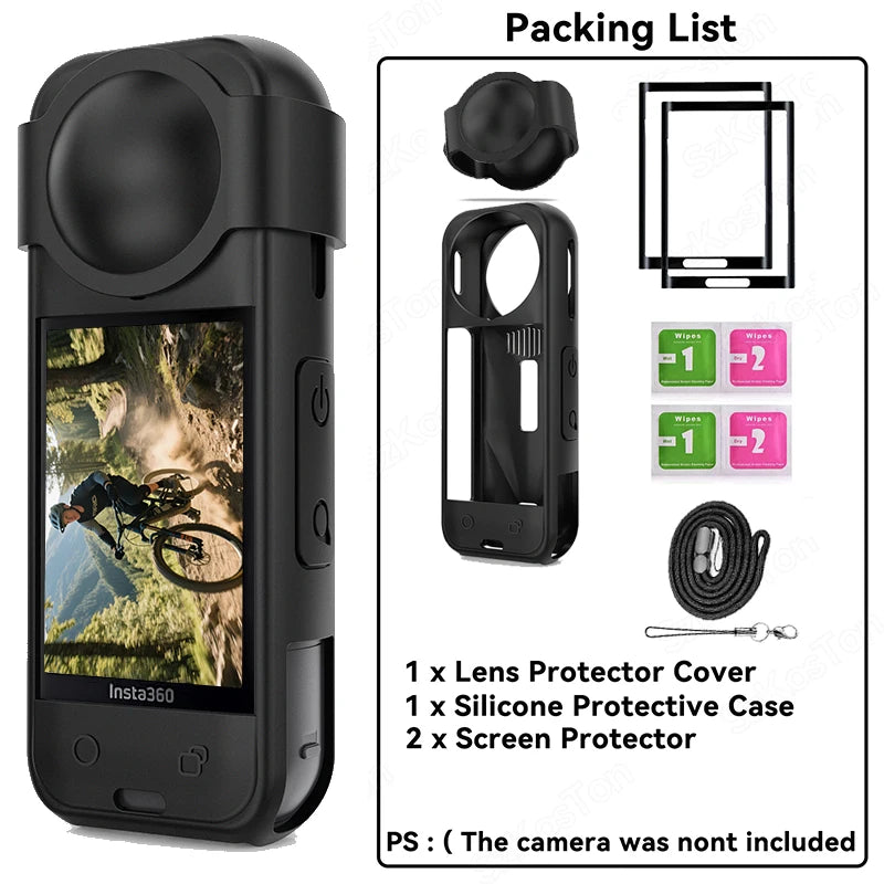 For Insta 360 X5 Camera Protective Accessory Kit Lens Guard/Silicone Protective Cover/Screen Protectors/Camera Case
