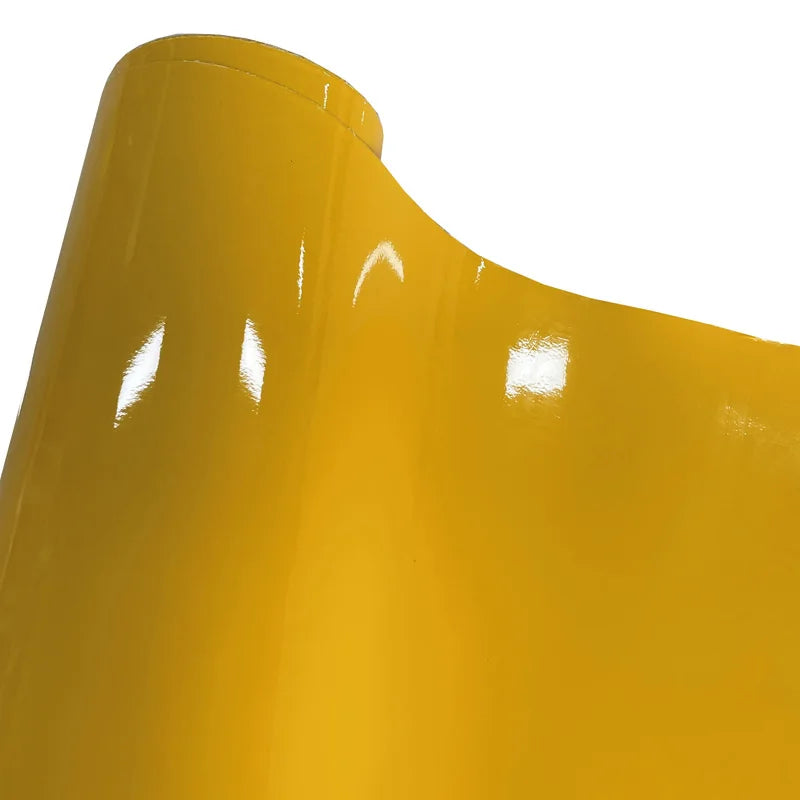 Premium Gloss Bright Yellow Vinyl Wrap Roll Self Adhesive Vehicle Car Decal Wrapping