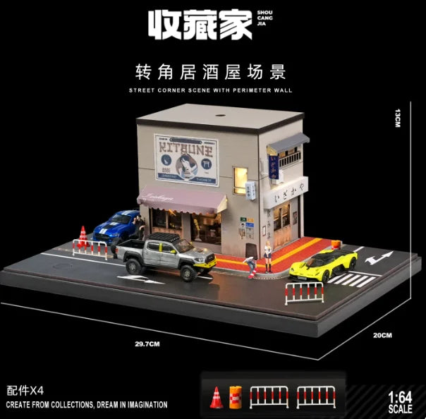 Collector 1:64 Fujiwara Tofu Shop Scene Miniature Model Landscape Collection Desktop Ornaments Car Model Storage
