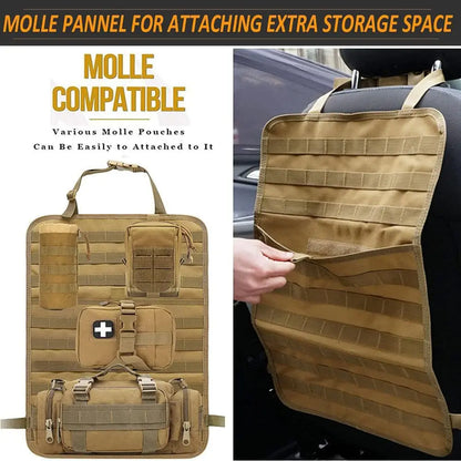 Tactical Car Seat Back Organizer Tactical Vehicle Panel Organizer with 5 Detachable Molle Pouches Universal Fits Most of Vehicle