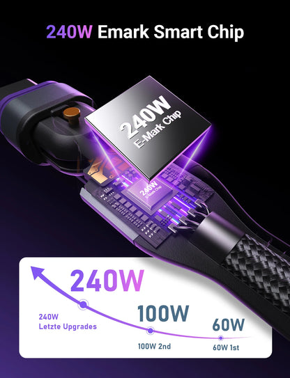 AUFU 240W Magnetic USB Type C To USB C Cable 5A Fast Charging Charger Wire for Macbook Magnet Type C Cable for iPhone Samsung