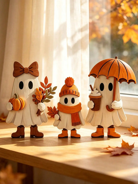 3-Piece/Set Autumn Wooden Ornaments, Vintage Autumn Standee Three-Piece Set for Desktop Decoration, Maple Leaf and Sunflower Autumn Decoration Ornaments, Suitable for Office Desk, Living Room, Dining Room Decoration, Home Dec