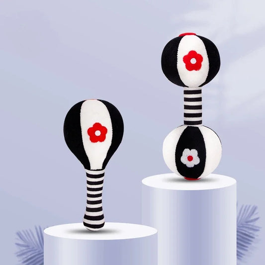 Baby tracking training black and white early education toys newborn grasping training sand hammer dumbbells
