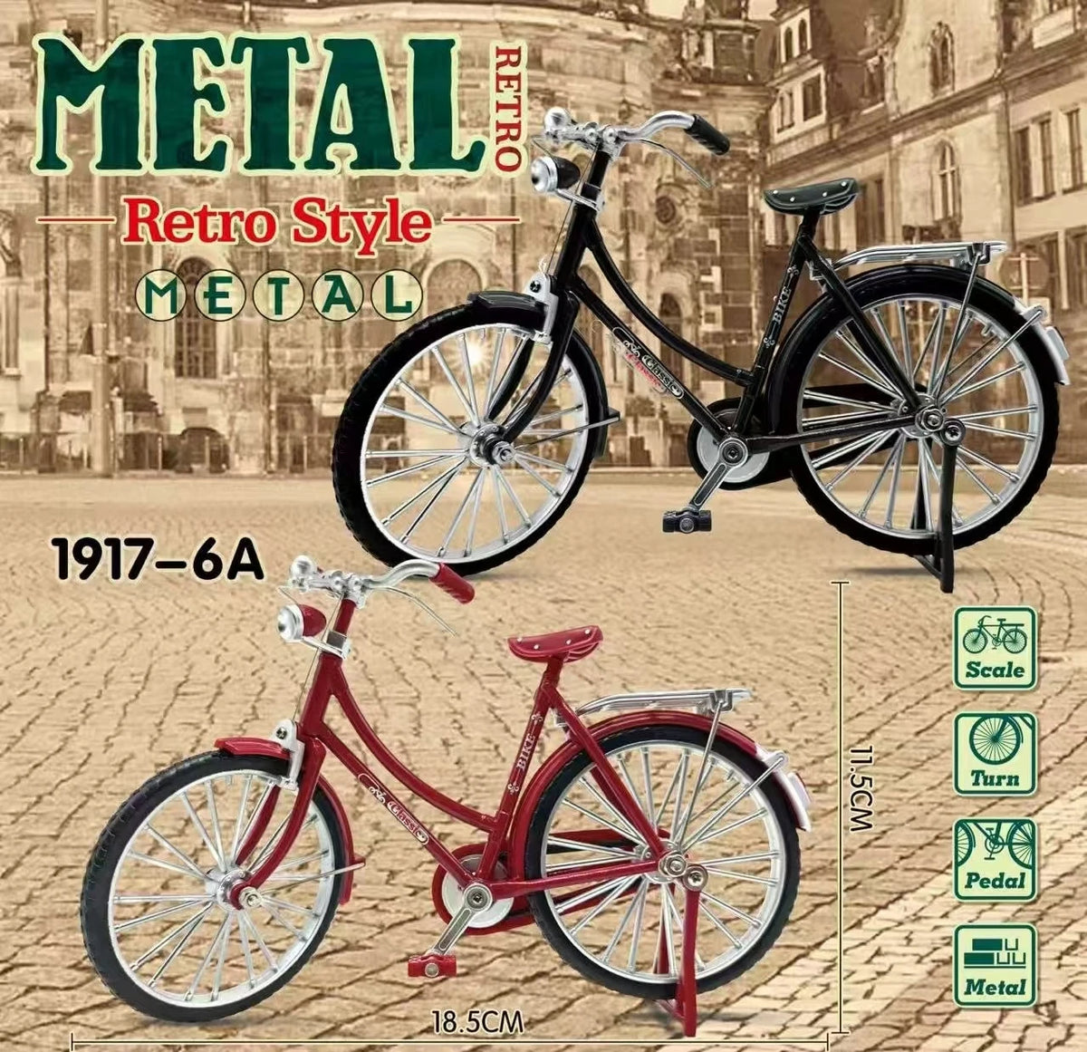 Simulation Retro 28 metal die-cast bicycle model 1:18 Mini Alloy Bicycle Model Creative DIY home Decoration crafts Adult Fun Toy