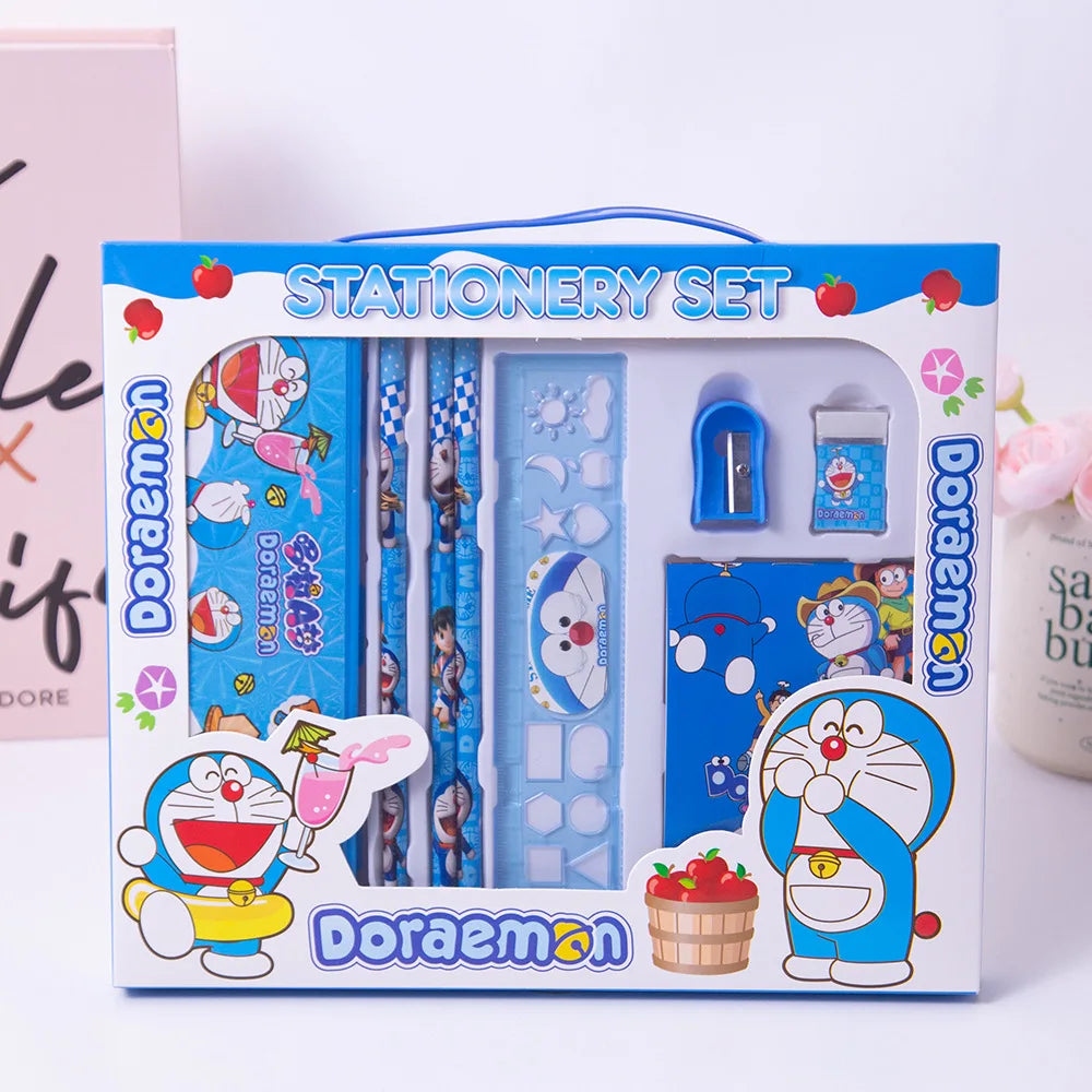 Doraemon Anime Merchandise Student Stationery 8Pcs Set Pencil Combination Primary School Student Learning Stationery Wholesale