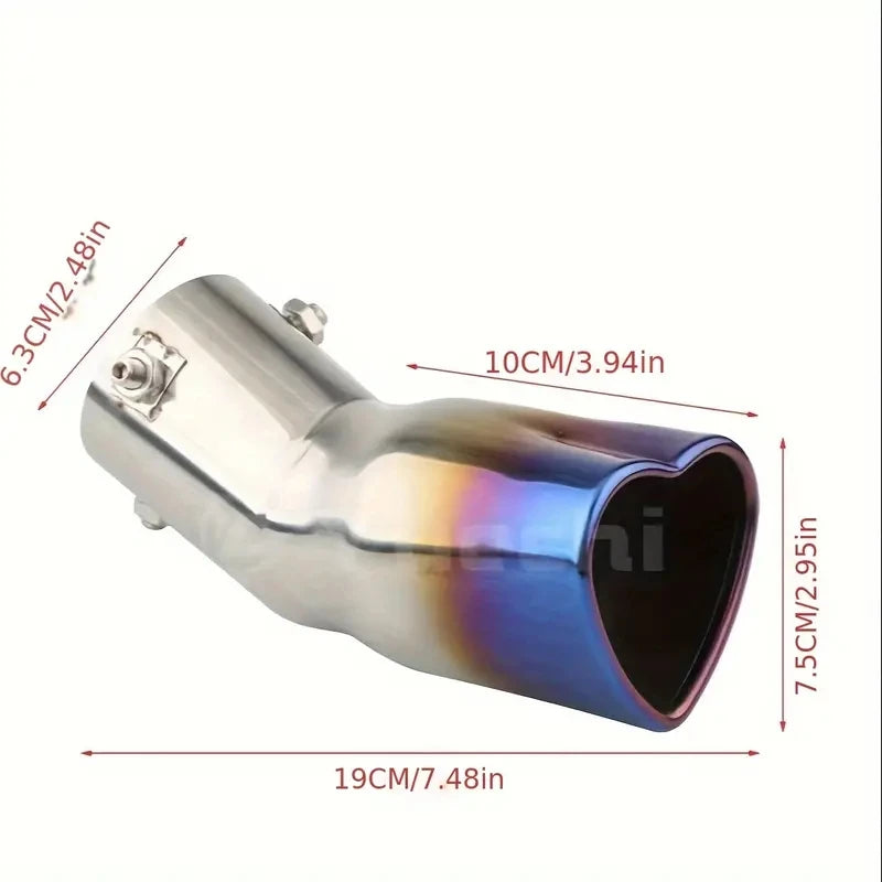 2.5-inch car heart-shaped style single outlet exhaust pipe stainless steel rear exhaust head muffler tailpipe exhaust pipe