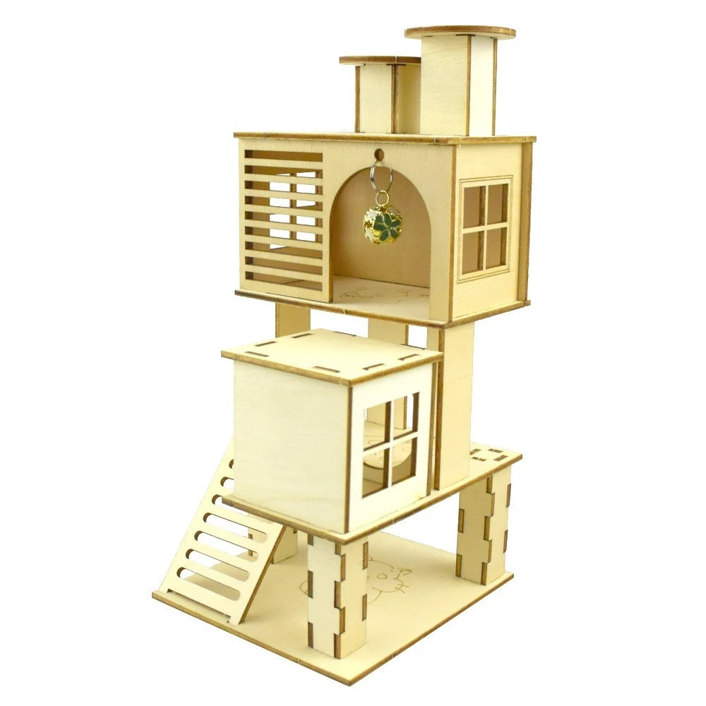 Hamster chamfer minipet toy tree nest ladder fence springboard platform building basic cage Villa