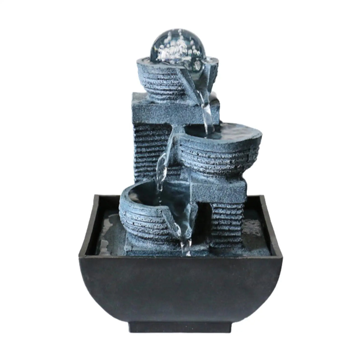 Tabletop Water Fountain Resin LED Flow Water Miniature Indoor Decor USB Feng Shui for Meditation Room Bedroom Office