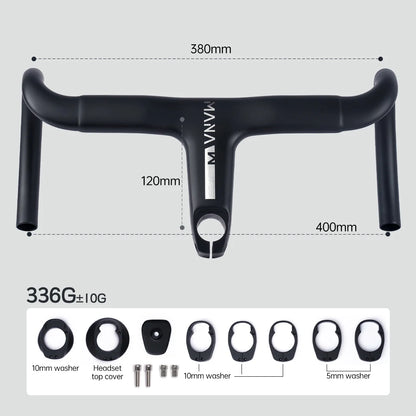 MANA AERO Ultra-Light Carbon Fiber Aero Handlebar - Integrated Cable Routing Superlight Aerodynamic for Road Bike Cycling