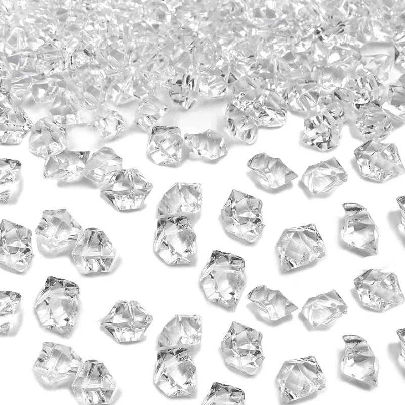 100Pcs 11*14mm Crushed Diamond Ice Crystal Clear Plastic Rocks Fake Diamonds Clear Acrylic Gems  for Decor Photography Prop