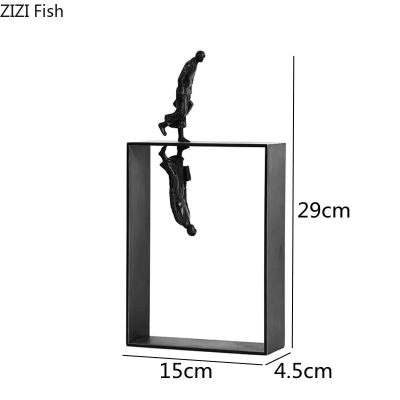 Minimalist Metal Character Ornaments Abstract Reflection Statue Figurines Desktop Home Decoration Crafts Sculpture Miniatures