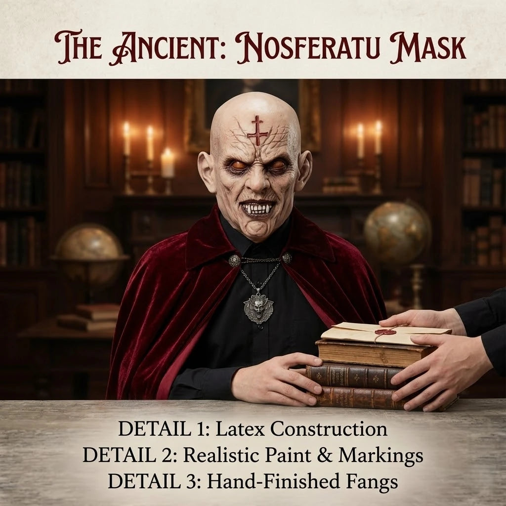Realistic Full Head Duke Vampire Mask Scary Zombie Demon Design Cross Halloween Horror Party Haunted House Cosplay Accessory
