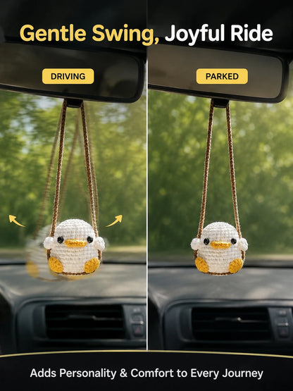 Cute Duck & Frog Car Hanging Ornament, Rearview Mirror Pendant, Kawaii Interior Decoration Gift, Fits Most Vehicles