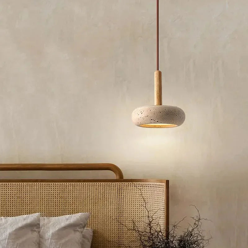2024 New Hot Selling Pendant Lamps Wabi Sabi Circular Yellow Stone Commercial Home Decoration Restaurant Room LED Droplight