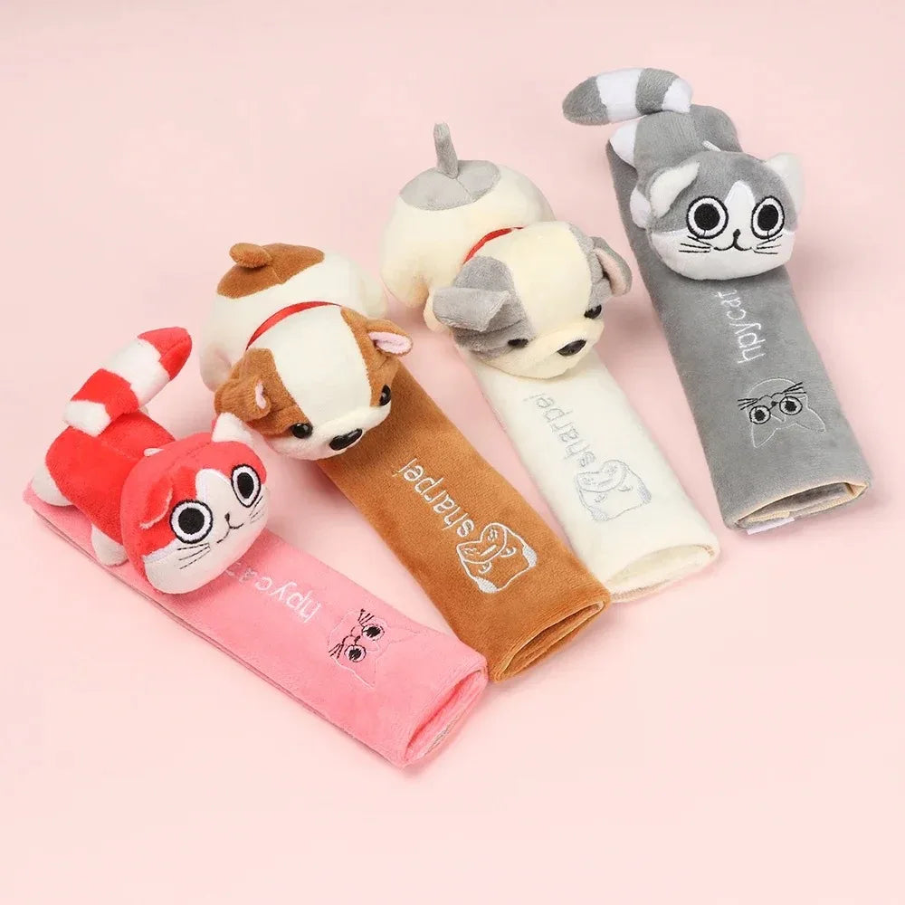 1Pcs Cute Cartoon Animal Plush Car Seat Belt Cover - Soft Comfortable Shoulder Protector Pad for Auto Interior