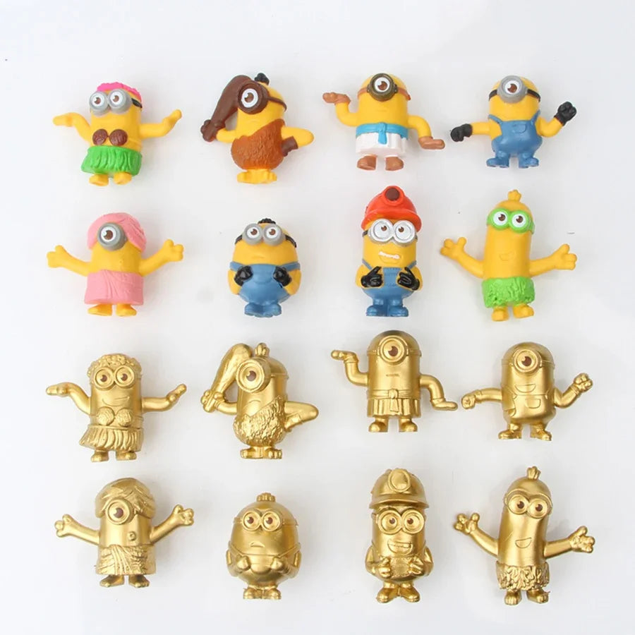 Kawai Capsule Toys Commemorative Gold Miniones Kingdom Gru Kevin Bob 3D Eye Despicable Action Figure Toys Xmas Gifts