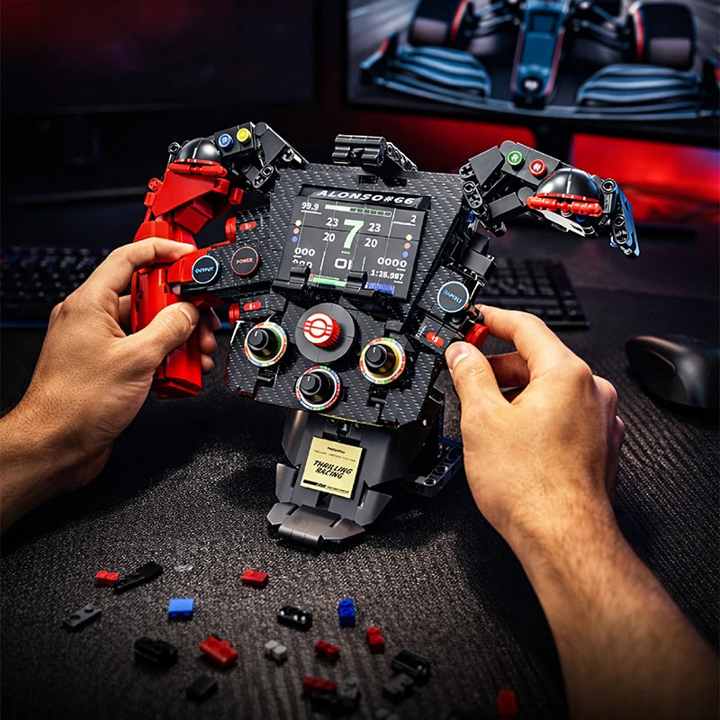 971Pcs Formula Racing Vehicle Steering Wheel MOC Blocks Super Car Model Building Toys Gifts for Adult Technical Bricks Sets