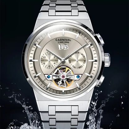 Reloj CARNIVAL Mens Sport Mechanical Watch Brand Luxury Tourbillon Automatic Wrist Watches for Men 50M Waterproof Montre Homme