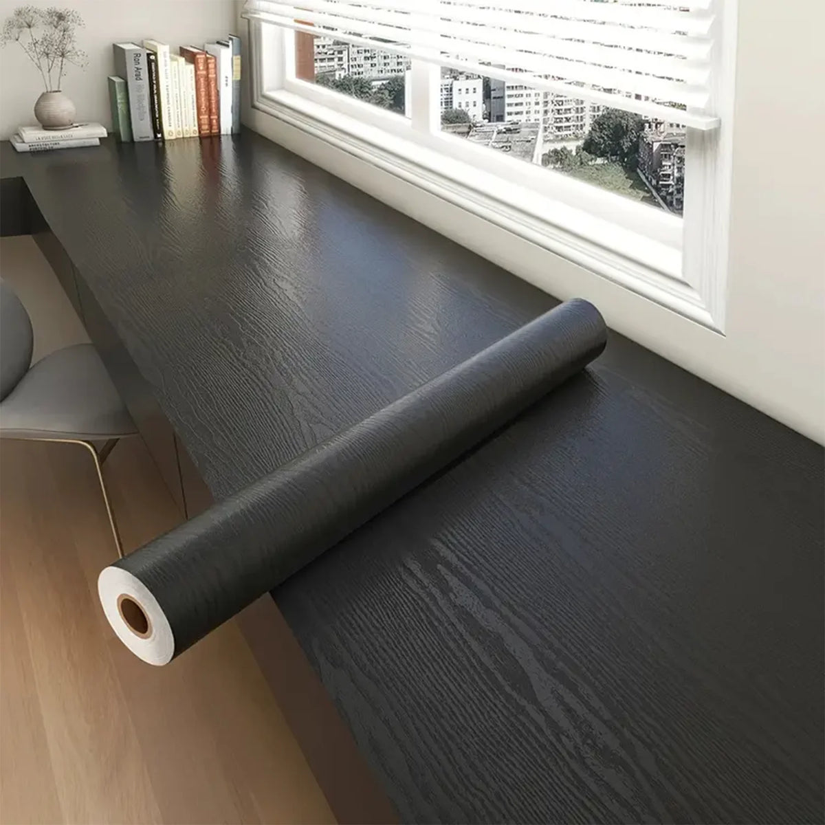 Adhesive Wallpaper Roll with 5Meters Waterproof Wood Grain Sticker Wardrobe Cabinet Desktop Door Furniture Renovation Stickers