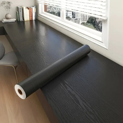 Adhesive Wallpaper Roll with 5Meters Waterproof Wood Grain Sticker Wardrobe Cabinet Desktop Door Furniture Renovation Stickers
