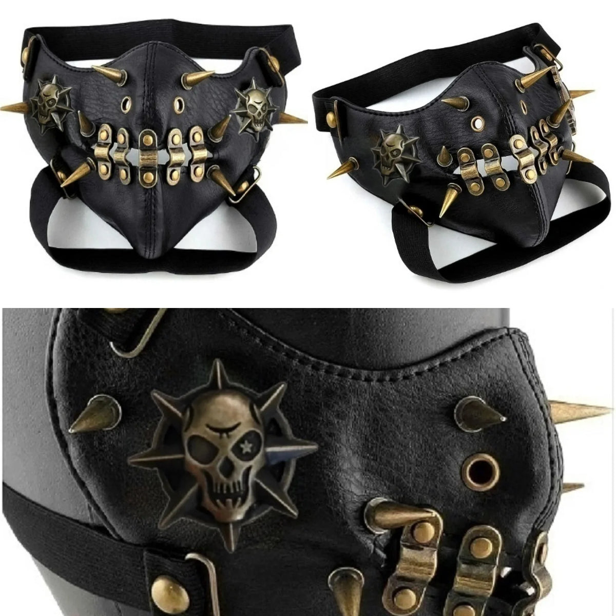 PU leather Steampunk Mask Party ProtectiveMask Cosplay Gear Nail Retro Gothc LeatherMask Innovative Scary Face cover for party