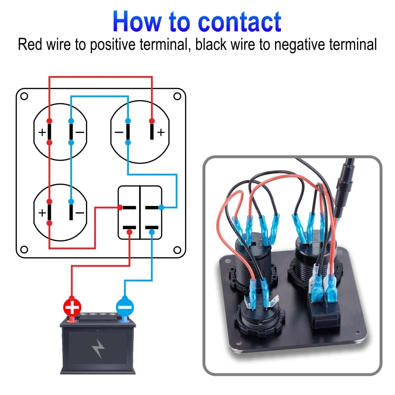 Usb car charger panel 12V Cigarette Lighter Socket 3 in 1 Car USB Outlet Panel for RV Marine Boat Power Socket Charger Socket