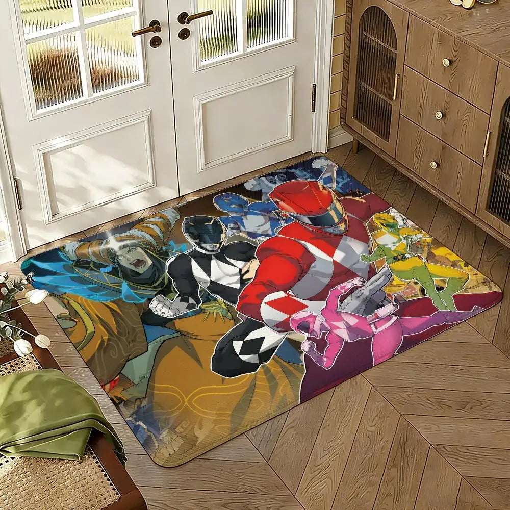TV M-Mighty M-MorphinS Power Rangers Thickened Absorbent Non-Slip Floor Mat Bedroom Living Room Door Mat Flannel Rug