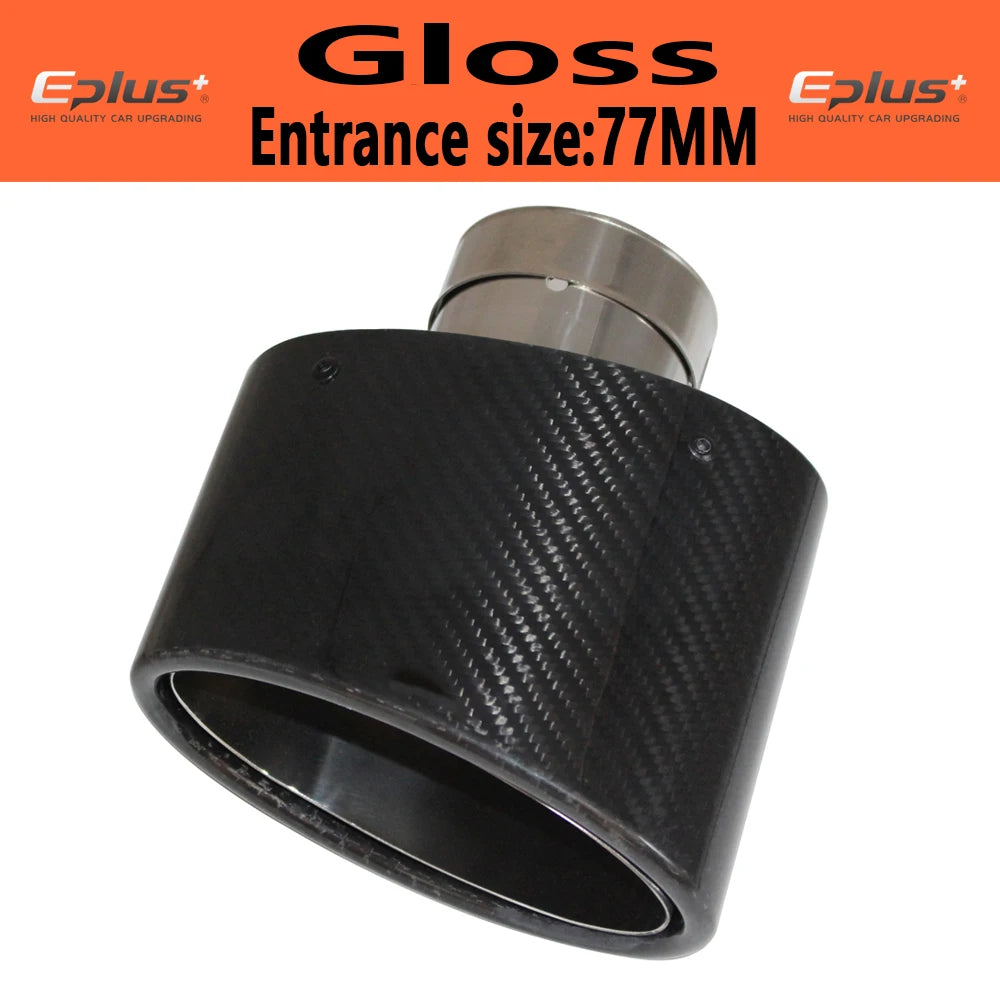 Oval Gloss Carbon Fiber Universal Car Mufflers Tip Exhaust Pipe Nozzle Decoration stainless steel Black silvery Tilting Left Rig
