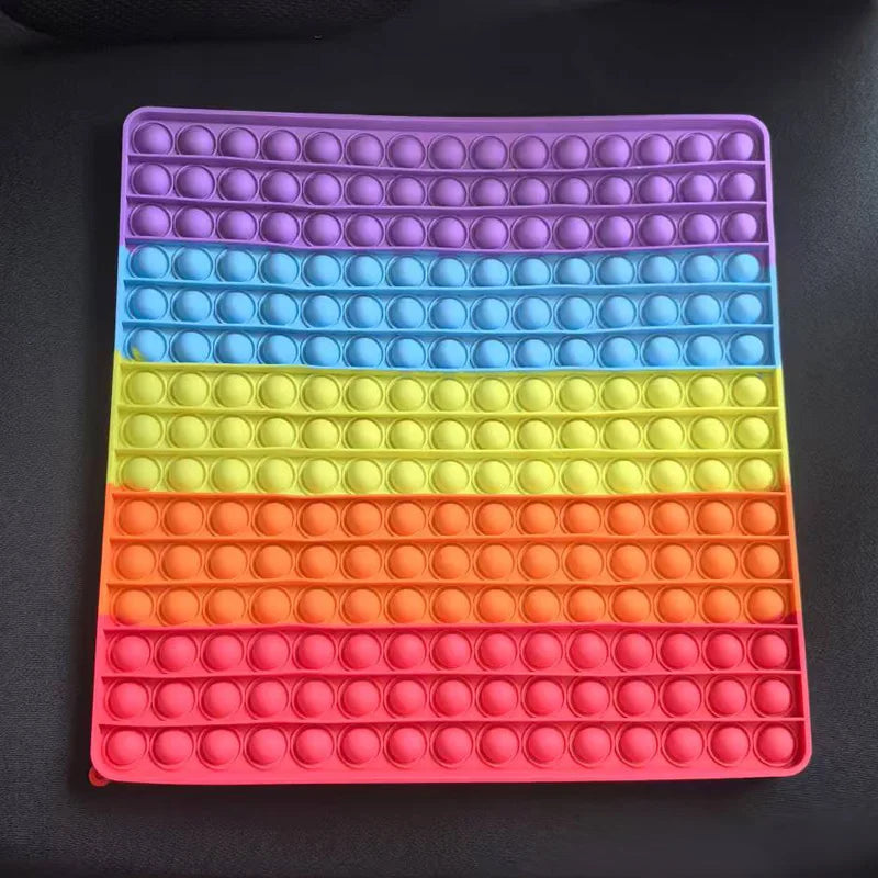 Jumbo Rainbow Silicone Push Bubble 30CM Sensory Fidget Toys for Kids Birthday Educational Gifts Relieve Stress and Anxiety