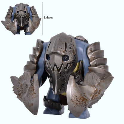Medieval Cave Troll Building Blocks Weathered Rust Armor Rich Accessories Large Posable Brick Figure Fantasy Collectible Toy