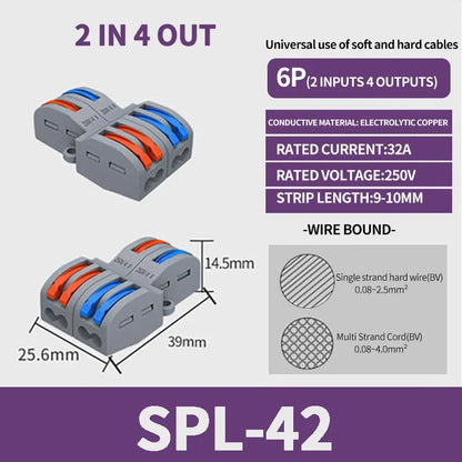 1 In Multiple Out Push-in Electrical Wire Connector Terminal Block Universal Fast Wiring Cable Connectors For Cable Connection
