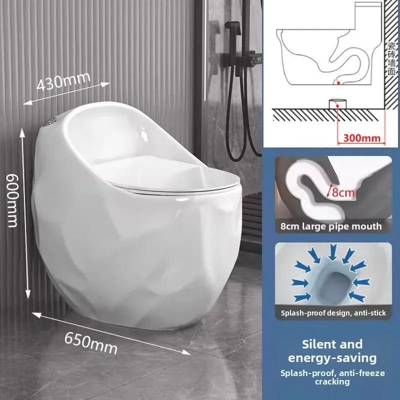 Round Egg-shaped One-piece Siphon Toilet, Large Pipe and Large Diameter Color Integrated Deodorant Toilet Pit Spacing 300mm