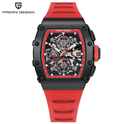 PAGANI DESIGN Wine Barrel Hollow out Men's Time Watch Top Sapphire Stainless Steel Men's Multi Functional Sports Watch