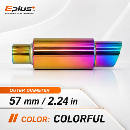 EPLUS Universal Car&Motorcycle Stainless Steel Exhaust Muffler Slant Cut Tip Car Exhaust Resonator 51/57/63mm Inlet