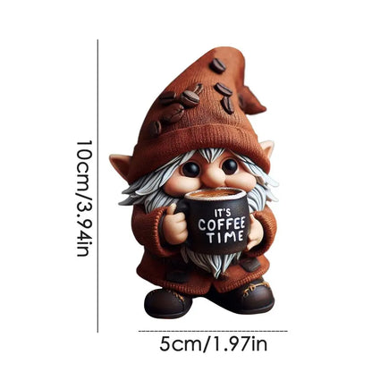 1pcs Coffee Gnomes Coffee Bar Decor Tabletop Kitchen Handcrafted Sculpture Resin Gnomes For Dining Room Coffee-Themed Dwarf