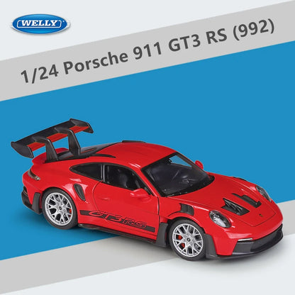 Welly 1:24 Porsche 911 GT3 RS Alloy Sports Car Model Diecast Metal Track Racing Vehicles Car Model High Simulation Kids Toy Gift