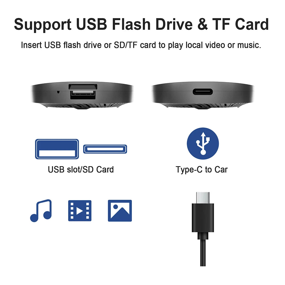 2026 Kowankit Android13 CarPlay Ai Box Wireless Android Auto 3 in 1 USB Adapter Plug & Play For Youtube Netflix Universal TV Box