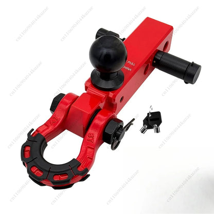 New Extended Off-Road Trailer Hitch with Ball Mount, Universal Square Receiver, High-Strength Solid Tow Hook