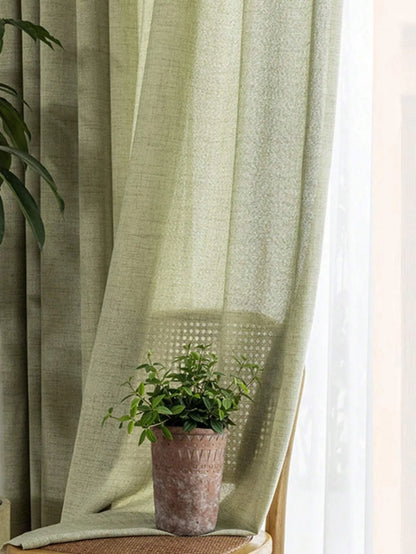 1pc Japanese Minimalist Linen-like Curtain, Blackout & Noise Reduction for Living Room & Bedroom, Sun Protection & Heat Insulati